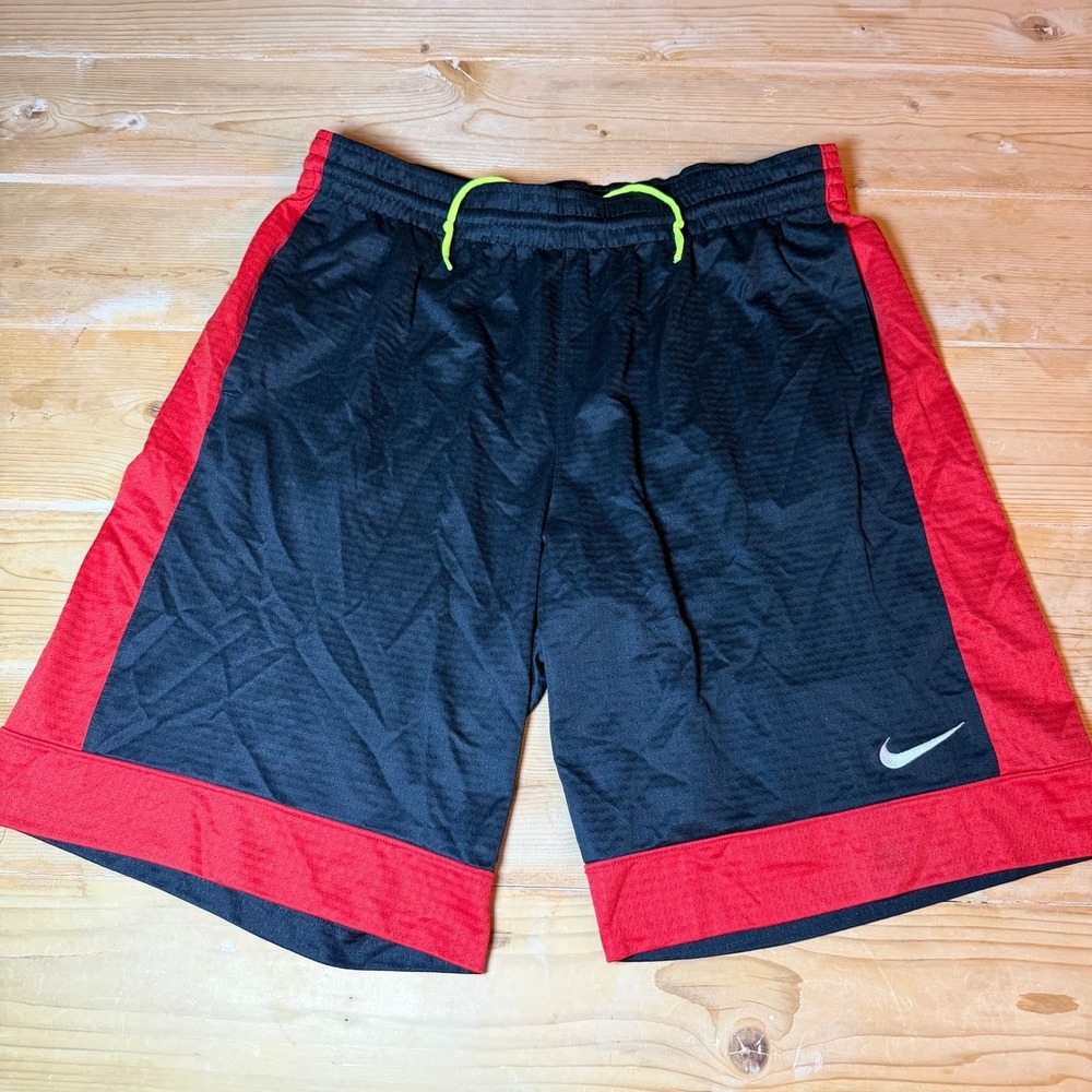 Nike Mens Basketball Shorts Black Red Mesh Athletic Gym Shorts Large